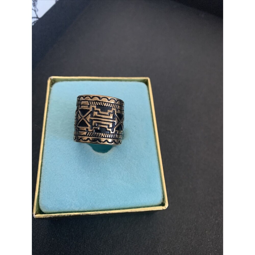 Vintage Aztec Gold Ring Band Size 6 Women